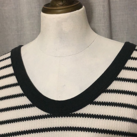 Lou & Grey Striped Thermal LongSleeve-Sz L-Relaxed Boxy Fit-Spruce Green-Cotton - Picture 3 of 14